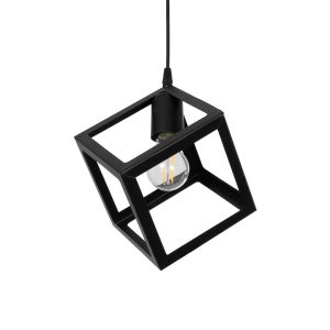 DISE Μοντέρνο Κρεμαστό Φωτιστικό Οροφής με Ντουί 1 x E27 AC 220-240V IP20 - Μαύρο - Μ28 x Π28 x Υ31cm