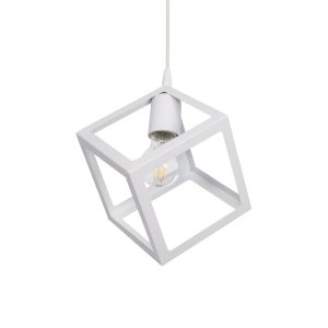 DISE Μοντέρνο Κρεμαστό Φωτιστικό Οροφής με Ντουί 1 x E27 AC 220-240V IP20 - Λευκό - Μ28 x Π28 x Υ31cm