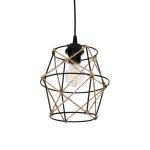 SOLON Vintage Κρεμαστό Φωτιστικό Οροφής με Ντουί 1 x E27 AC 220-240V IP20 - Μαύρο & Μπεζ - Μ22 x Π22 x Υ27cm