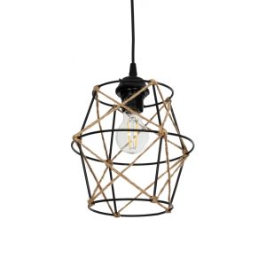 SOLON Vintage Κρεμαστό Φωτιστικό Οροφής με Ντουί 1 x E27 AC 220-240V IP20 - Μαύρο & Μπεζ - Μ22 x Π22 x Υ27cm