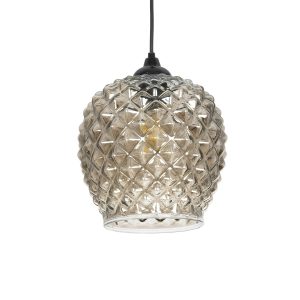 KEGEL Μοντέρνο Κρεμαστό Φωτιστικό Οροφής με Ντουί 1 x E27 AC 220-240V IP20 - Μαύρο Φιμέ - Μ19 x Π19 x Υ19cm