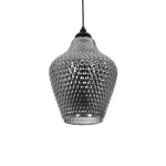 SKLO Μοντέρνο Κρεμαστό Φωτιστικό Οροφής με Ντουί 1 x E27 AC 220-240V IP20 - Μαύρο Φιμέ - Μ22 x Π22 x Υ31cm