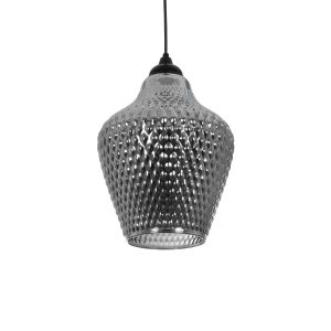 SKLO Μοντέρνο Κρεμαστό Φωτιστικό Οροφής με Ντουί 1 x E27 AC 220-240V IP20 - Μαύρο Φιμέ - Μ22 x Π22 x Υ31cm