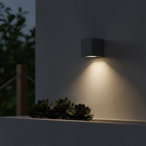 kelvo® BURANO KLV- Φωτιστικό Τοίχου / Απλίκα για Λάμπα MR16 με Ντουί GU10 AC 220-240V Αδιάβροχο IP65 - Γκρι Ανθρακί Ματ - Μ8 x Π8 x Υ7cm