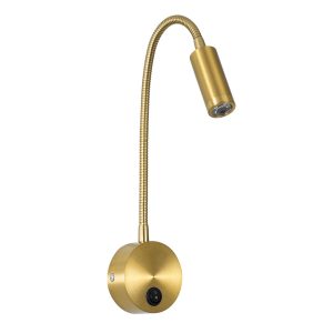 GOOSE Μοντέρνο Φωτιστικό Τοίχου - Απλίκα Ξενοδοχείου Reading Light LED 3W 300lm 36° AC 220-240V IP20 Θερμό Λευκό 2700K - CREE XPE Chip & TÜV SÜD Driver - Χρυσό Βούρτσας - Μ6.5 x Π15 xΥ24.5cm