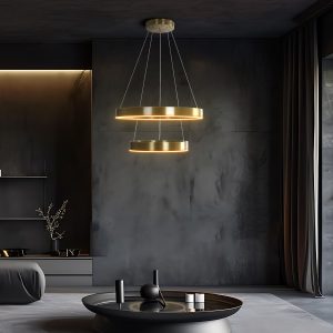 kelvo® VENOM KLV- Κρεμαστό Φωτιστικό Οροφής LED 75W 7500lm 120° AC 220-240V IP20 Ρυθμιζόμενο Λευκό CCT με Χειριστήριο από 2700K έως 6000K Dimmable - Lumileds SMD Chip - Χρυσό Πλατίνα - Μ60 x Π60 x Υ40cm