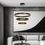 kelvo® VENOM KLV- Κρεμαστό Φωτιστικό Οροφής LED 120W 12000lm 120° AC 220-240V IP20 Ρυθμιζόμενο Λευκό CCT με Χειριστήριο από 2700K έως 6000K Dimmable - Lumileds SMD Chip - Μαύρο Ματ - Μ80 x Π80 x Υ80cm