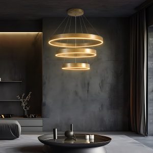 kelvo® VENOM KLV- Κρεμαστό Φωτιστικό Οροφής LED 120W 12000lm 120° AC 220-240V IP20 Ρυθμιζόμενο Λευκό CCT με Χειριστήριο από 2700K έως 6000K Dimmable - Lumileds SMD Chip - Χρυσό Πλατίνα - Μ80 x Π80 x Υ80cm