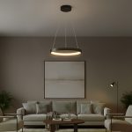 kelvo® NEMESIS KLV- Κρεμαστό Φωτιστικό Οροφής LED 45W 4500lm 180° AC 220-240V IP20 Ρυθμιζόμενο Λευκό CCT με Χειριστήριο από 2700K έως 6000K Dimmable - Lumileds SMD Chip - Μαύρο Ματ - Μ60 x Π60 x Υ4cm