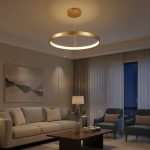 kelvo® NEMESIS KLV- Κρεμαστό Φωτιστικό Οροφής LED 67W 6700lm 180° AC 220-240V IP20 Ρυθμιζόμενο Λευκό CCT με Χειριστήριο από 2700K έως 6000K Dimmable - Lumileds SMD Chip - Χρυσό Πλατίνα - Μ80 x Π80 x Υ4cm