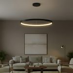 kelvo® NEMESIS KLV- Κρεμαστό Φωτιστικό Οροφής LED 75W 7500lm 180° AC 220-240V IP20 Ρυθμιζόμενο Λευκό CCT με Χειριστήριο από 2700K έως 6000K Dimmable - Lumileds SMD Chip - Μαύρο Ματ - Μ100 x Π100 x Υ4cm