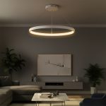 kelvo® NEMESIS KLV- Κρεμαστό Φωτιστικό Οροφής LED 75W 7500lm 180° AC 220-240V IP20 Ρυθμιζόμενο Λευκό CCT με Χειριστήριο από 2700K έως 6000K Dimmable - Lumileds SMD Chip - Λευκό Ματ - Μ100 x Π100 x Υ4cm