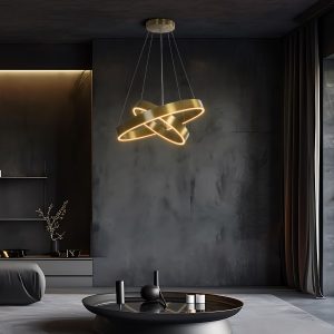 kelvo® VENOM KLV--V2 Κρεμαστό Φωτιστικό Οροφής LED 75W 7500lm 120° AC 220-240V IP20 Ρυθμιζόμενο Λευκό CCT με Χειριστήριο από 2700K έως 6000K Dimmable - Lumileds SMD Chip - Χρυσό Πλατίνα - Μ60 x Π60 x Υ40cm