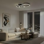 kelvo® VENOM KLV- Φωτιστικό Οροφής LED 100W 10000lm 360° AC 220-240V IP20 Ρυθμιζόμενο Λευκό CCT με Χειριστήριο από 2700K έως 6000K Dimmable - Lumileds SMD Chip - Μαύρο Ματ - Μ70 x Π40 x Υ16cm