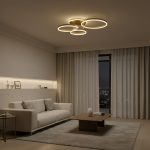 kelvo® VENOM KLV- Φωτιστικό Οροφής LED 100W 10000lm 360° AC 220-240V IP20 Ρυθμιζόμενο Λευκό CCT με Χειριστήριο από 2700K έως 6000K Dimmable - Lumileds SMD Chip - Χρυσό Πλατίνα - Μ70 x Π40 x Υ16cm