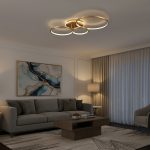 kelvo® NEMESIS KLV- Φωτιστικό Οροφής LED 98W 9800lm 360° AC 220-240V IP20 Ρυθμιζόμενο Λευκό CCT με Χειριστήριο από 2700K έως 6000K Dimmable - Lumileds SMD Chip - Χρυσό Πλατίνα - Μ89 x Π60 x Υ19cm