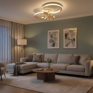 kelvo® DIAMOND KLV- Φωτιστικό Οροφής LED 100W 10000lm 360° AC 220-240V IP20 Ρυθμιζόμενο Λευκό CCT με Χειριστήριο από 2700K έως 6000K Dimmable - Lumileds SMD Chip - Χρυσό Πλατίνα - Μ80 x Π50 x Υ20cm