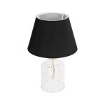 TRANS Μοντέρνο Επιτραπέζιο Φωτιστικό Πορτατίφ με Ντουί 1 x E27 AC 220-240V IP20 - Διάφανο & Μαύρο - Μ22 x Π22 x Υ34cm