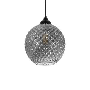 KEGEL Μοντέρνο Κρεμαστό Φωτιστικό Οροφής με Ντουί 1 x E27 AC 220-240V IP20 - Μαύρο Φιμέ - Μ20 x Π20 x Υ20cm