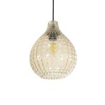 BASTIK Μοντέρνο Κρεμαστό Φωτιστικό Οροφής με Ντουί 1 x E27 AC 220-240V IP20 - Mελί - Μ22 x Π22 x Υ26cm