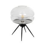 JAVAN Μοντέρνο Επιτραπέζιο Φωτιστικό Πορτατίφ με Ντουί 1 x E27 AC 220-240V IP20 - Διάφανο & Μαύρο - Μ30 x Π30 x Υ40cm