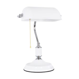 LIBRARY Vintage Επιτραπέζιο Φωτιστικό Πορτατίφ με Ντουί 1 x E27 AC 220-240V IP20 - Λευκό & Ασημί - Μ26.5 x Π19 x Υ38cm