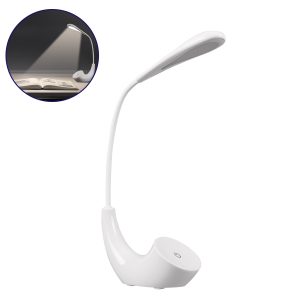 TEBLARO Μοντέρνο Επιτραπέζιο Φωτιστικό Γραφείου LED 2.8W 550lm 90° DC 5V με USB-C με Επαναφορτιζόμενη Μπαταρία Li-ion 3.7V 1x18650 1800mAh IP20 Φυσικό Λευκό 4500K - Sanan SMD Chip - Λευκό - Μ15.5 x Π7.5 x Υ44.5cm