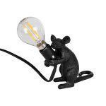 MOUSE Vintage Επιτραπέζιο Φωτιστικό Πορτατίφ με Ντουί 1 x E12 AC 220-240V IP20 - Μαύρο - Μ12 x Π4 x Υ10cm