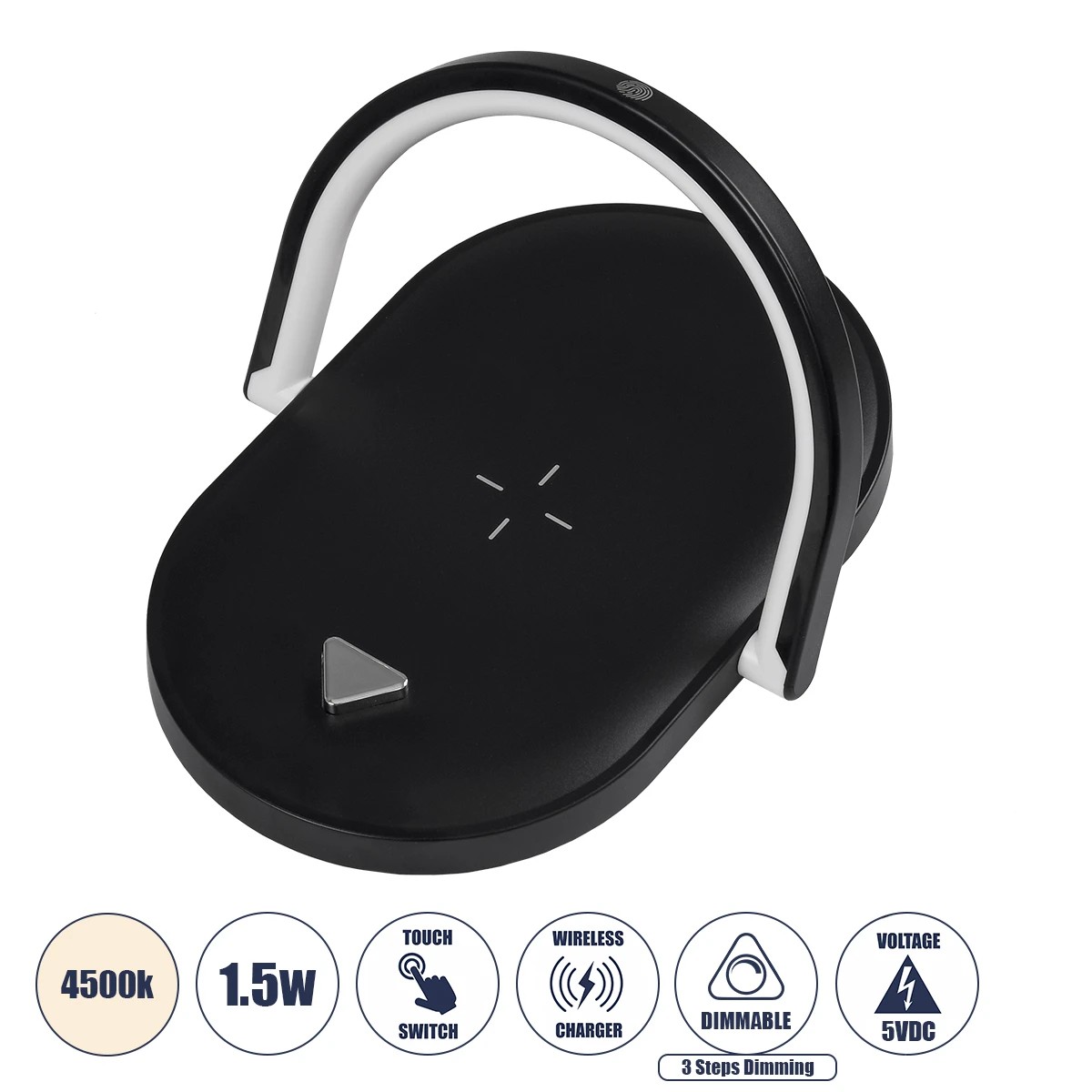 ECLIPSE Επιτραπέζιο Φωτιστικό Πορτατίφ LED 1.5W 1200lm 180° AC 220-240V IP20 Φυσικό Λευκό 4500K Dimmable Μαύρο Πλαστικό - Μ17 x Π13 x Υ10cm - 2 Xρόνια Εγγύηση