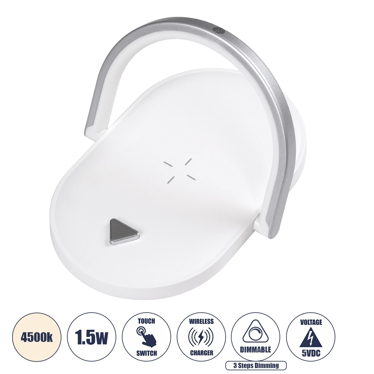 ECLIPSE Επιτραπέζιο Φωτιστικό Πορτατίφ LED 15W 1200lm 180° AC 220-240V IP20 Φυσικό Λευκό 4500K Dimmable Λευκό Πλαστικό - Μ17 x Π13 x Υ10cm - 2 Xρόνια Εγγύηση