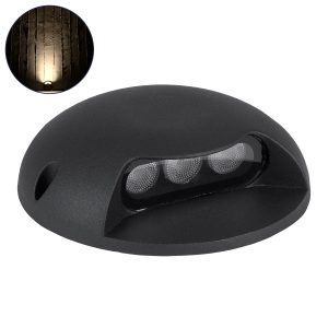 STEPLUNA Φωτιστικό Σκαλοπατιού / Διαδρόμου LED 3W 330lm 10° DC 24V Αδιάβροχο IP65 Θερμό Λευκό 2700K Dimmable - Bridgelux SMD Chip - Μαύρο Ματ - Μ12 x Π12 x Υ3cm