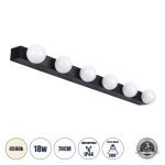 BELLA Μοντέρνο Φωτιστικό Τοίχου - Απλίκα Καθρέπτη Μπάνιου LED 18W 2052lm 300° AC 220-240V IP44 Φυσικό Λευκό 4500K - Bridgelux COB Chip & TÜV SÜD Driver - Μαύρο Ματ & Λευκό - Μ70 x Π11 x Υ6cm