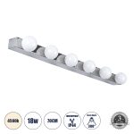 BELLA Μοντέρνο Φωτιστικό Τοίχου - Απλίκα Καθρέπτη Μπάνιου LED 18W 2052lm 300° AC 220-240V IP44 Φυσικό Λευκό 4500K - Bridgelux COB Chip & TÜV SÜD Driver - Ασημί & Λευκό - Μ70 x Π11 x Υ6cm