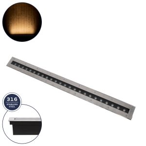 UNDERGROUNDREMVI Χωνευτή Μπάρα Φωτισμού Wall Washer LED 24W 2640lm 10° DC 24V Αδιάβροχο IP68 Θερμό Λευκό 2700K Dimmable - Bridgelux SMD Chip - Ανοξείδωτο Ατσάλι SS316 - Μ100 x Π9 x Υ7.2cm / Q98.2 x 7.6cm