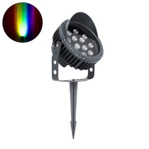 TREEVINA Φωτιστικό Σποτ με Αντιθαμβωτική Γρίλια για Φυτά - Δέντρα με Βάση Κήπου / Καρφωτό LED 24W 2040lm 10° DC 24V Αδιάβροχο IP65 Πολύχρωμο RGBW Dimmable DMX512 - Bridgelux SMD Chip - Γκρι Ανθρακί - Μ21.5 x Π18.3 x Υ14cm