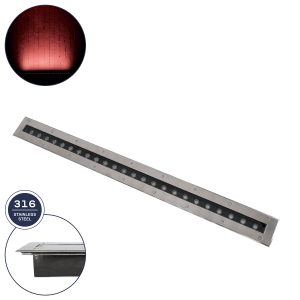 UNDERGROUND-REMVI -R Χωνευτό Φωτιστικό Wall Washer Δαπέδου LED 18W 1440lm 10° DC 24V Αδιάβροχο IP68 L100 x W9 x H7.2cm Κόκκινο - Ανοξείδωτο Ατσάλι