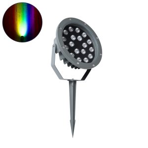 TREELIGHT-RIVA Σποτ Φωτισμού Ειδικό για Φυτά - Δέντρα με Βάση Κήπου / Καρφωτό LED 24W 2040lm 10° DC 24V Αδιάβροχο IP67 Φ20.5 x Υ6.5cm RGBW DMX512 - Γκρι Ανθρακί