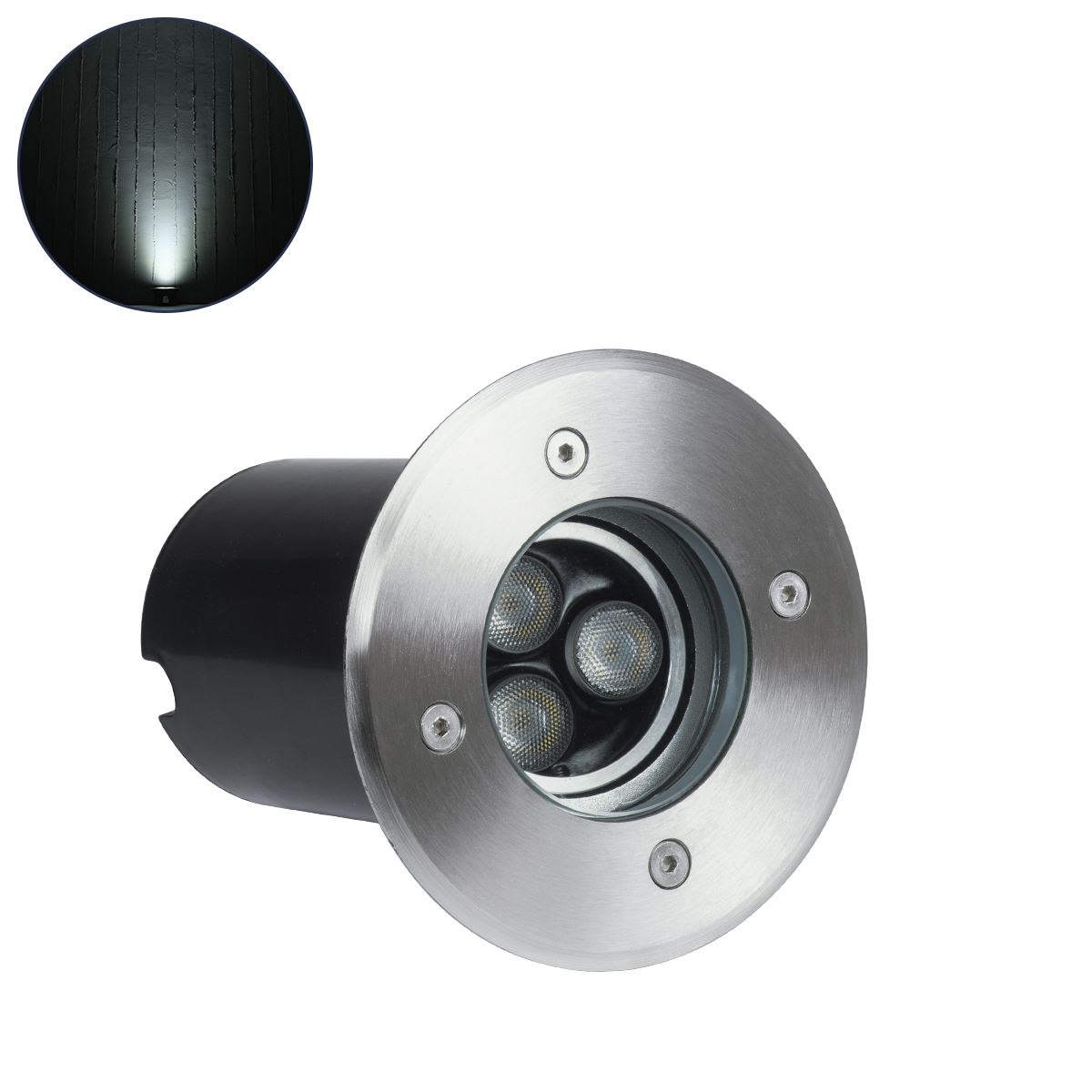 UNDERWATER-LUNTA Υποβρύχιο Χωνευτό Κινούμενο Φωτιστικό Σποτ Ειδικό για Σιντριβάνια LED 12W 1200lm 60° DC 24V Αδιάβροχο IP68 Φ12 x Υ13cm Ψυχρό Λευκό 6000K - Ανοξείδωτο Ατσάλι