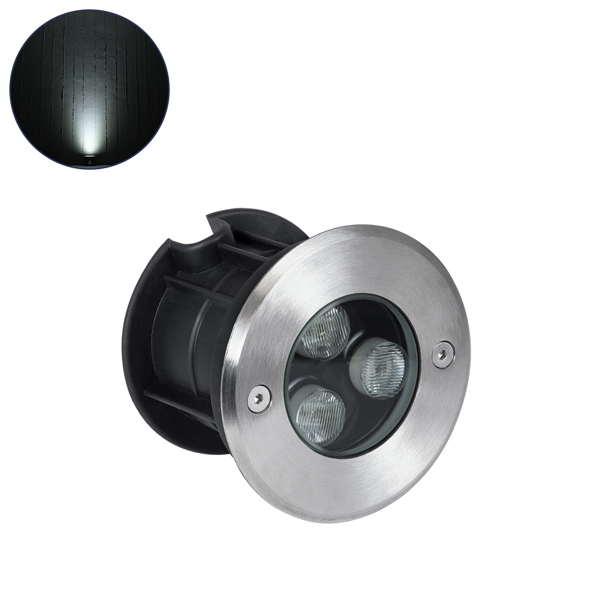 UNDERGROUND-FANI S- Χωνευτό Φωτιστικό Σποτ Δαπέδου LED 12W 1200lm 60° DC 24V Αδιάβροχο IP68 Φ10 x Υ7.5cm Ψυχρό Λευκό 6000K - Ανοξείδωτο Ατσάλι