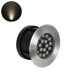 UNDERGROUND-SINA Χωνευτό Φωτιστικό Σποτ Δαπέδου LED 18W 1620lm 15° DC 24V Αδιάβροχο IP68 Φ20 x Υ11cm Θερμό Λευκό 2700K - Ανοξείδωτο Ατσάλι