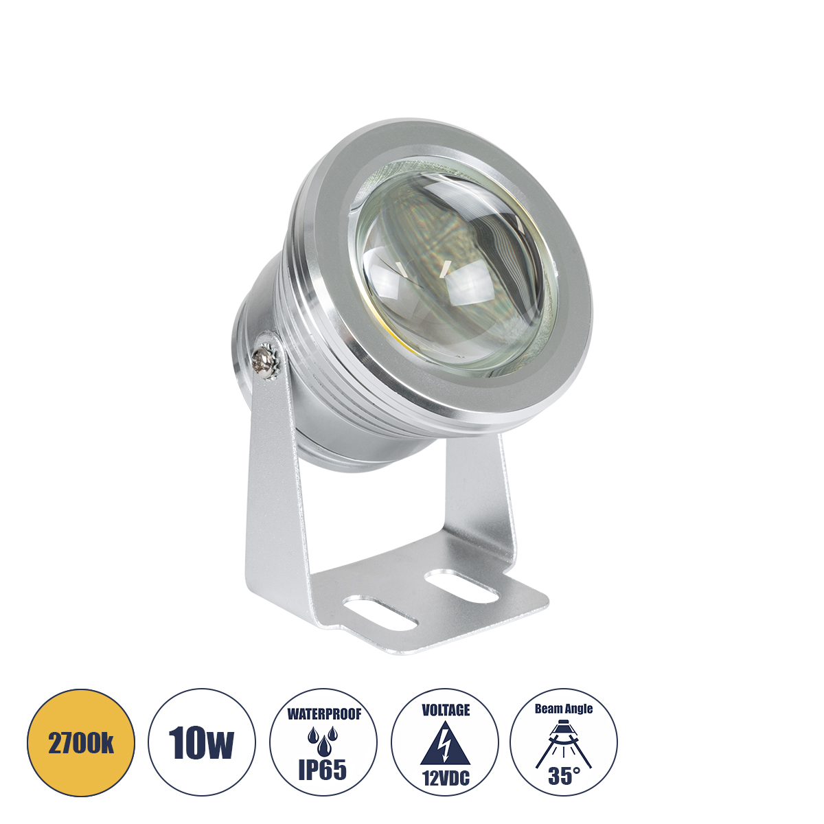 TREECOBINI Φωτιστικό Σποτ για Φυτά - Δέντρα LED 10W 900lm 35° DC 12V Αδιάβροχο IP65 Θερμό Λευκό 2700K Dimmable - Bridgelux COB Chip - Νίκελ Βούρτσας - Μ7 x 10.5 x Υ8.5cm