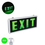 SENSATI Διακοσμητικό Φωτιστικό Τοίχου Ένδειξης / Σήμανσης "EXIT" LED 1W 40lm 90° AC 220-240V με Επαναφορτιζόμενη Μπαταρία Li-ion 3.7V 350mAh IP20 Πράσινο - Μαύρο & Πράσινο - Μ35 x Π14 x Υ3.3cm