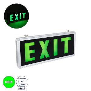 SENSATI Διακοσμητικό Φωτιστικό Τοίχου Ένδειξης / Σήμανσης "EXIT" LED 1W 40lm 90° AC 220-240V με Επαναφορτιζόμενη Μπαταρία Li-ion 3.7V 350mAh IP20 Πράσινο - Μαύρο & Πράσινο - Μ35 x Π14 x Υ3.3cm
