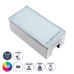 CYBOLITHOS Χωνευτό Αρχιτεκτονικο Φωτιστικό Σποτ Δαπέδου LED 4W 340lm 120° DC 24V Αδιάβροχο IP68 IK06 Πολύχρωμο RGB Dimmable - Bridgelux SMD Chip - Γαλακτερό Tempered Glass & Ανοξείδωτο Ατσάλι SS316 - Μ20 x Π10x Υ8cm / Q20 x 10cm