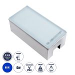 CYBOLITHOS Χωνευτό Αρχιτεκτονικο Φωτιστικό Σποτ Δαπέδου LED 4W 340lm 120° DC 24V Αδιάβροχο IP68 IK06 Μπλε Dimmable - Bridgelux SMD Chip - Γαλακτερό Tempered Glass & Ανοξείδωτο Ατσάλι SS316 - Μ20 x Π10x Υ8cm / Q20 x 10cm