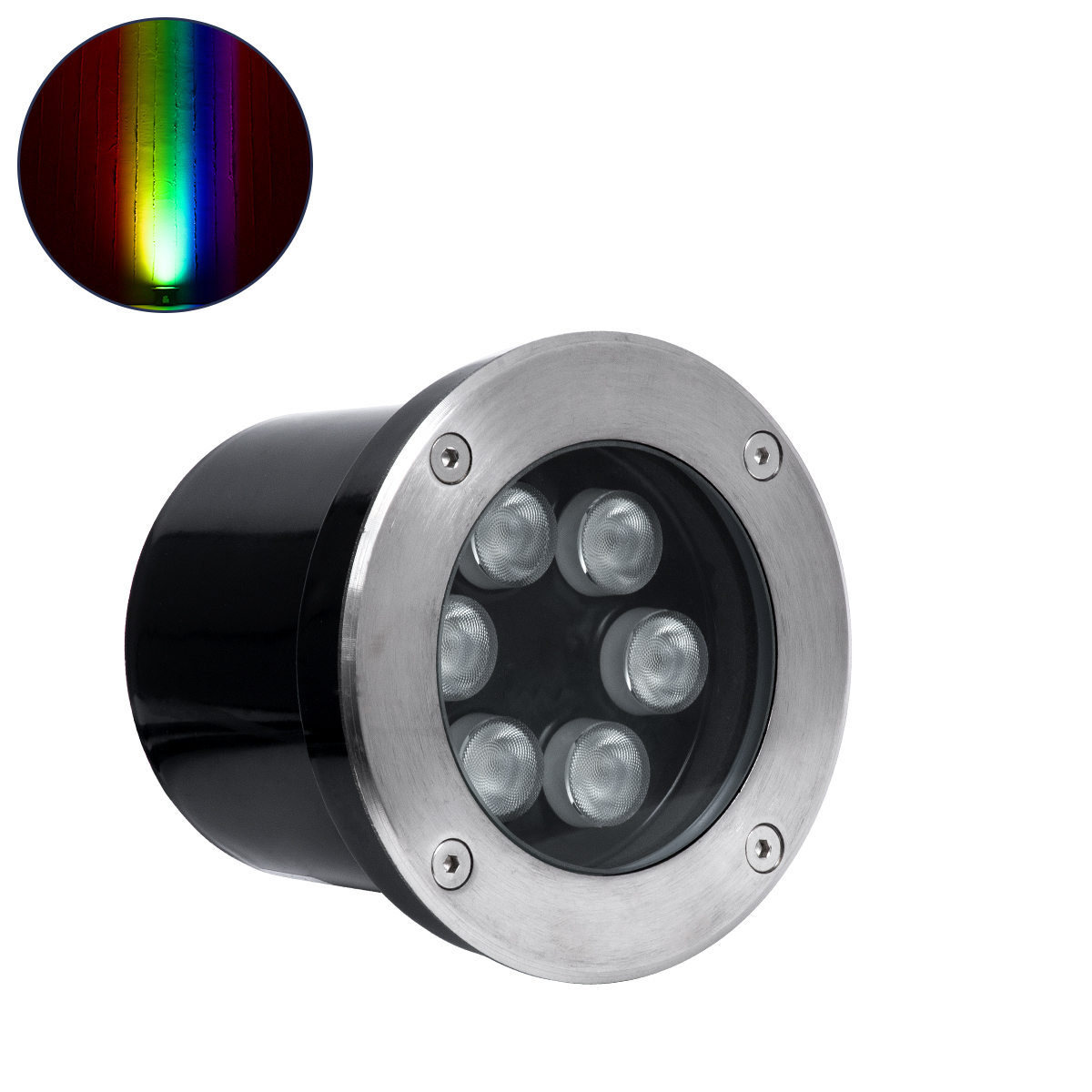 UNDERGROUND-TINA Χωνευτό Φωτιστικό Σποτ Δαπέδου LED 9W 945lm 30° DC 24V Αδιάβροχο IP65 Φ12 x Υ9cm Πολύχρωμο RGBW DMX512 - Ανοξείδωτο Ατσάλι