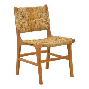 Καρέκλα Refane σκελετός teak ξύλο με ψάθα σε φυσική απόχρωση 50x58x85εκ