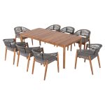 ΣΕΤ ΤΡΑΠΕΖΑΡΙΑΣ 9ΤΜΧ NAVANT ΤΡΑΠΕΖΙ ΜΕ 8 ΚΑΡΕΚΛΕΣ ΞΥΛΟ ΑΚΑΚΙΑΣ-ΣΧΟΙΝΙ ΓΚΡΙ