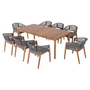 ΣΕΤ ΤΡΑΠΕΖΑΡΙΑΣ 9ΤΜΧ NAVANT ΤΡΑΠΕΖΙ ΜΕ 8 ΚΑΡΕΚΛΕΣ ΞΥΛΟ ΑΚΑΚΙΑΣ-ΣΧΟΙΝΙ ΓΚΡΙ