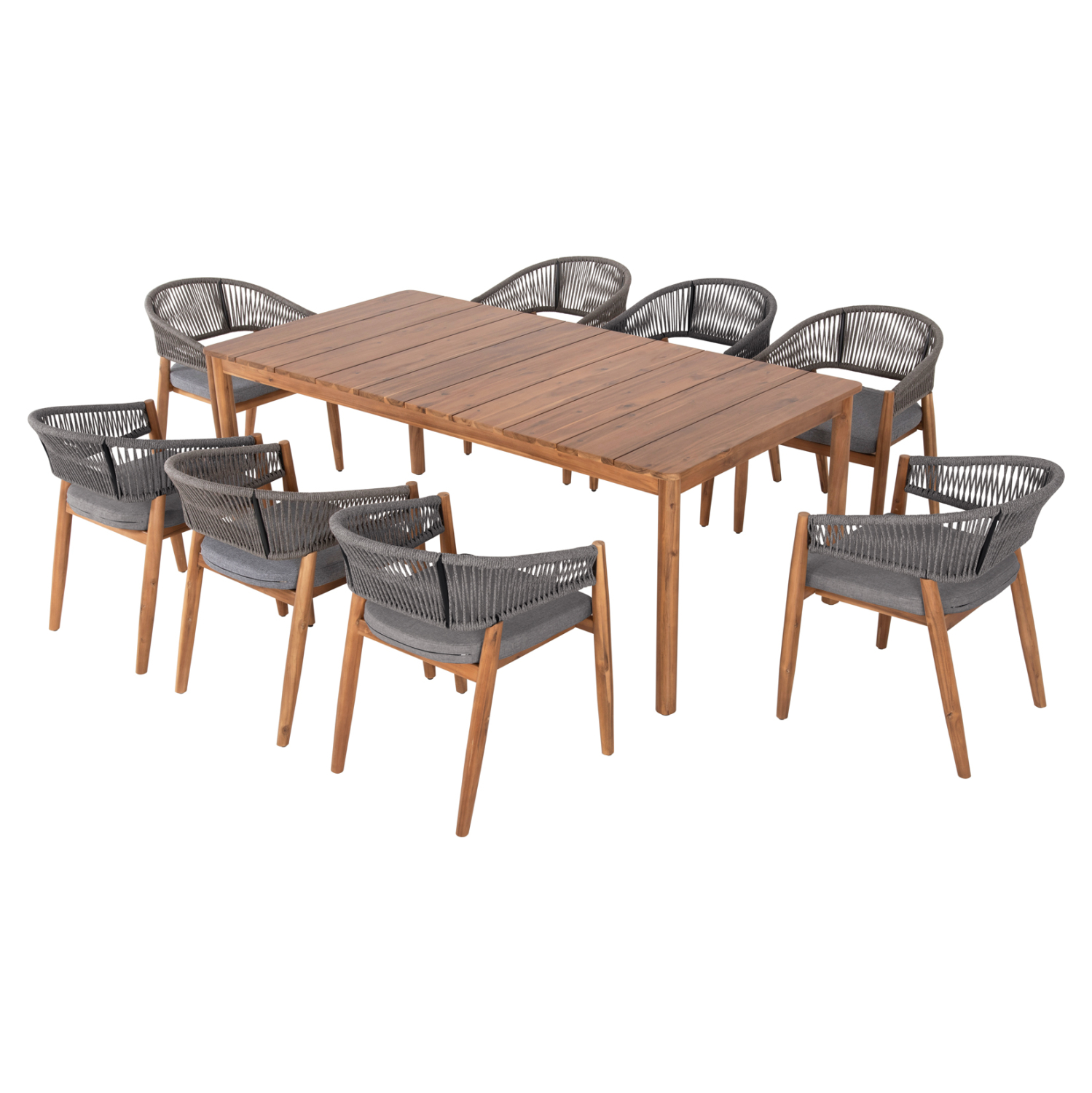 ΣΕΤ ΤΡΑΠΕΖΑΡΙΑΣ 9ΤΜΧ NAVANT ΤΡΑΠΕΖΙ ΜΕ 8 ΚΑΡΕΚΛΕΣ ΞΥΛΟ ΑΚΑΚΙΑΣ-ΣΧΟΙΝΙ ΓΚΡΙ